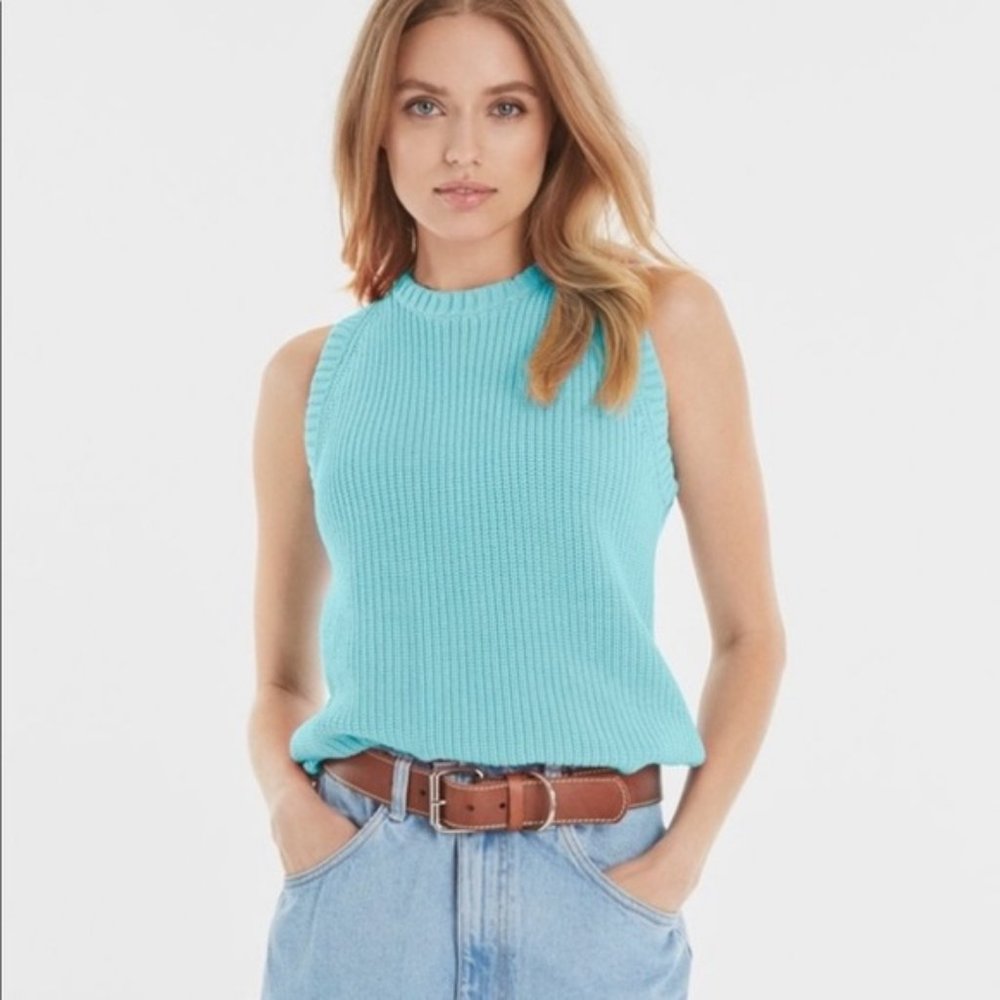 525 America Shaker Sweater Tank, Turquoise